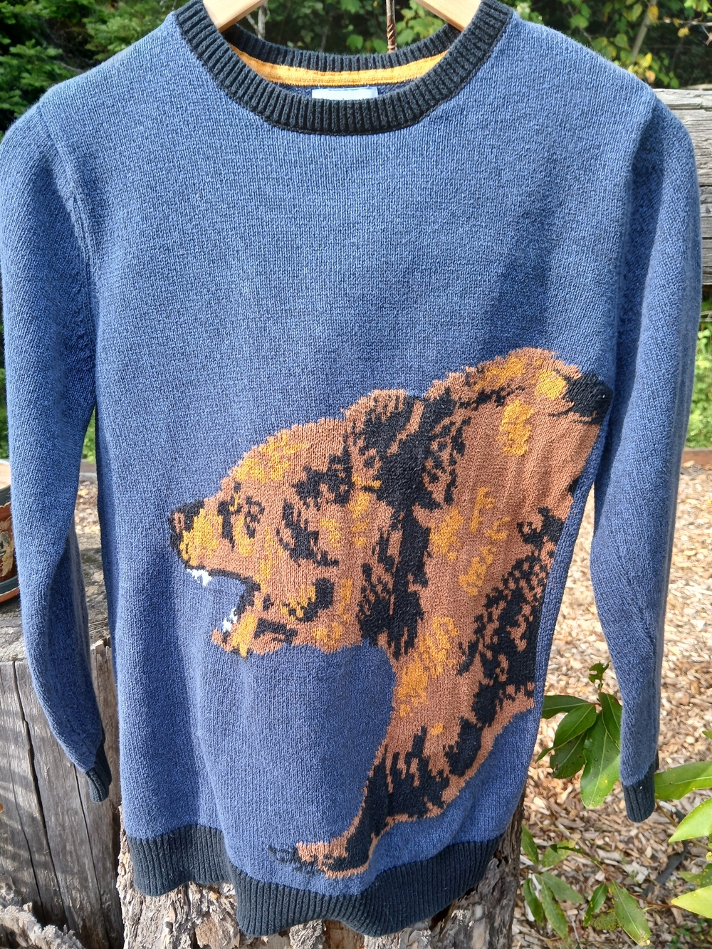 Old Navy Kids Roaring Grizzly Bear Crewneck Sweater Size XL 14-16